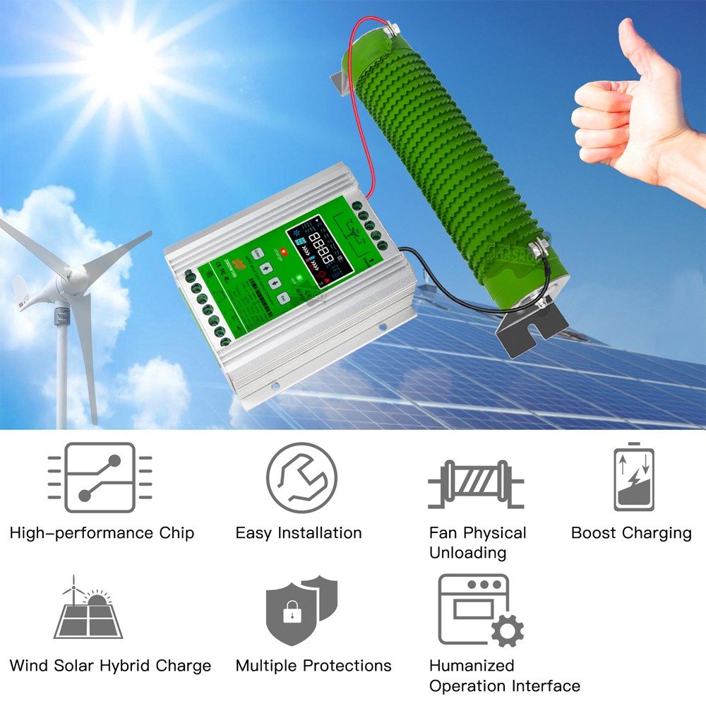 Mars Rock Mars Rock 600w MPPT Hybrid Wind Solar Controller Charge And Discharge Regulator Deluxe Version For Wind  And Lithium Battery Colorful LCD Display