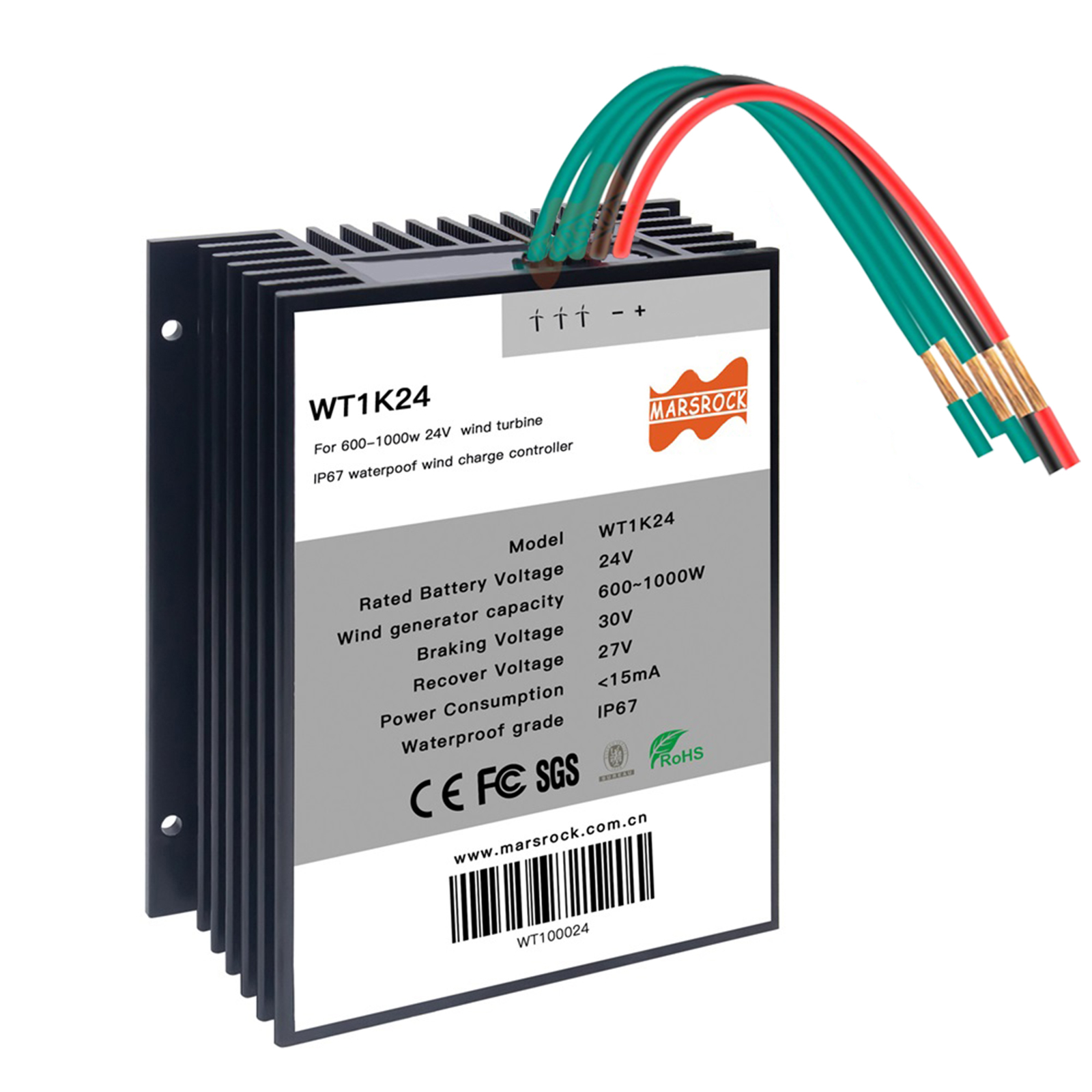 Mars Rock MarsRock 1000W 24V Wind Turbine IP67 Waterproof PWM Wind Charge Controller with Battery Control