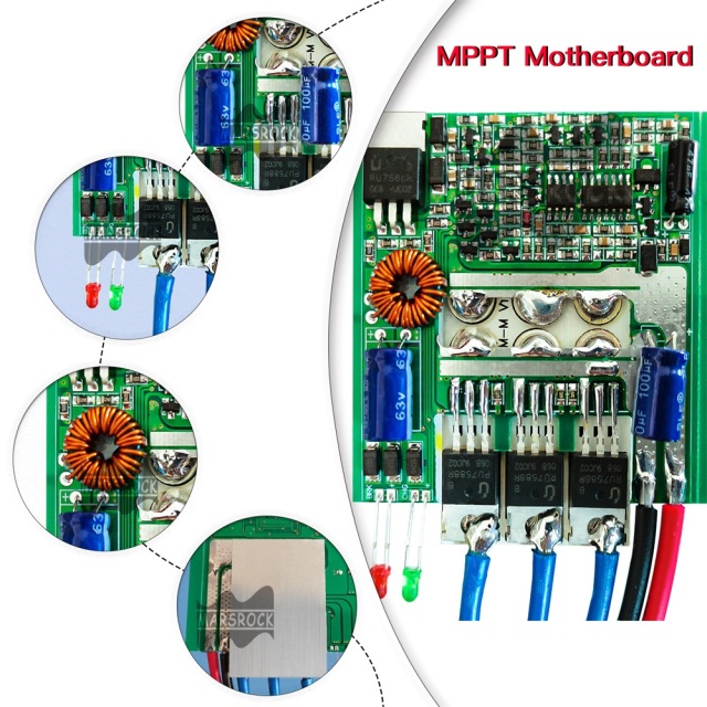 Mars Rock Mars Rock 0~800W 30A Mini Wind Charge Discharge MPPT Controller IP68 Waterproof Regular Auto Match Wind Output DC AC 12/24v Voltage Wind Power System Lithium Lead-Acid Gel Battery