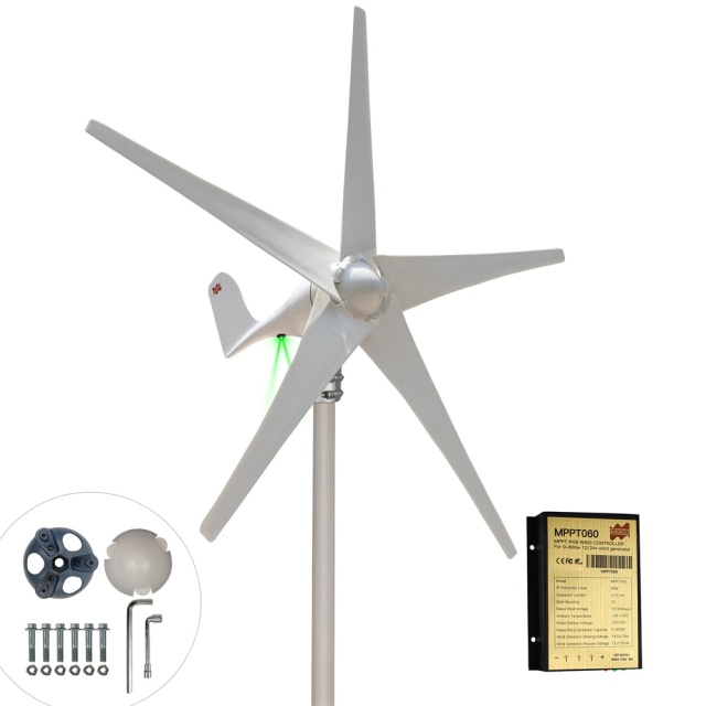 Mars Rock Mars Rock 400W 12V 24V 3 Blades Small Home Wind Turbine Generator MPPT Controller LED Charging Indicator Wind Power Windmill