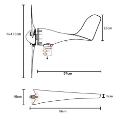 Mars Rock Mars Rock 400W 12V 24V 3 Blades Small Home Wind Turbine Generator MPPT Controller LED Charging Indicator Wind Power Windmill