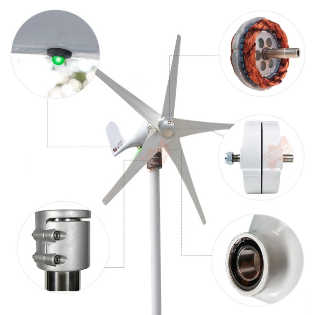 Mars Rock Mars Rock 400W 12V 24V 5 Blades Small Home Wind Turbine Generator MPPT Controller LED Charging Indicator Wind Power Windmill