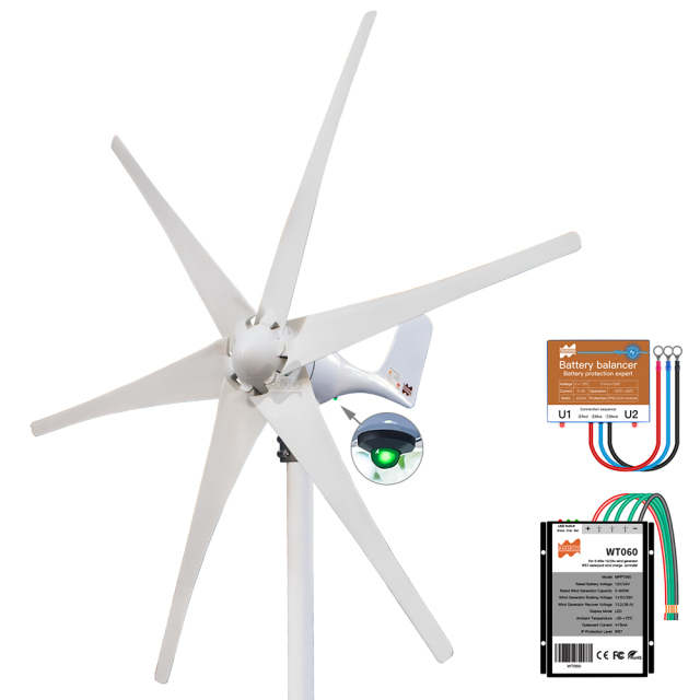 Mars Rock Mars Rock 400W 12V 24V 6 Blades Small Home Wind Turbine Generator MPPT Controller LED Charging Indicator Wind Power Windmill