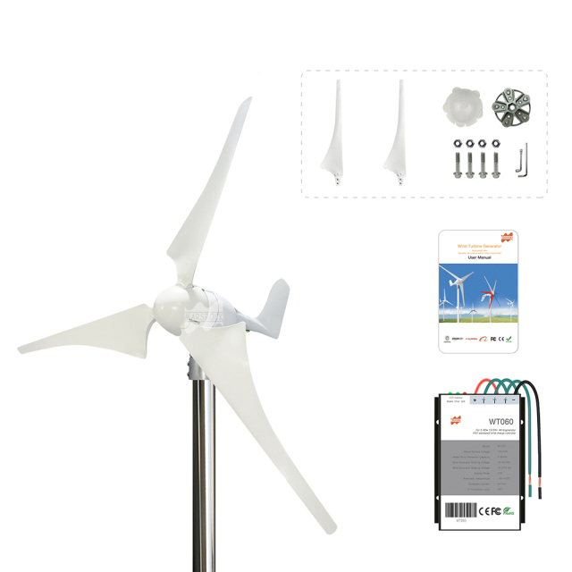 Mars Rock Mars Rock 400W 12V 24V 3 Blades Small Home Wind Turbine Generator MPPT Controller LED Charging Indicator Wind Power Windmill