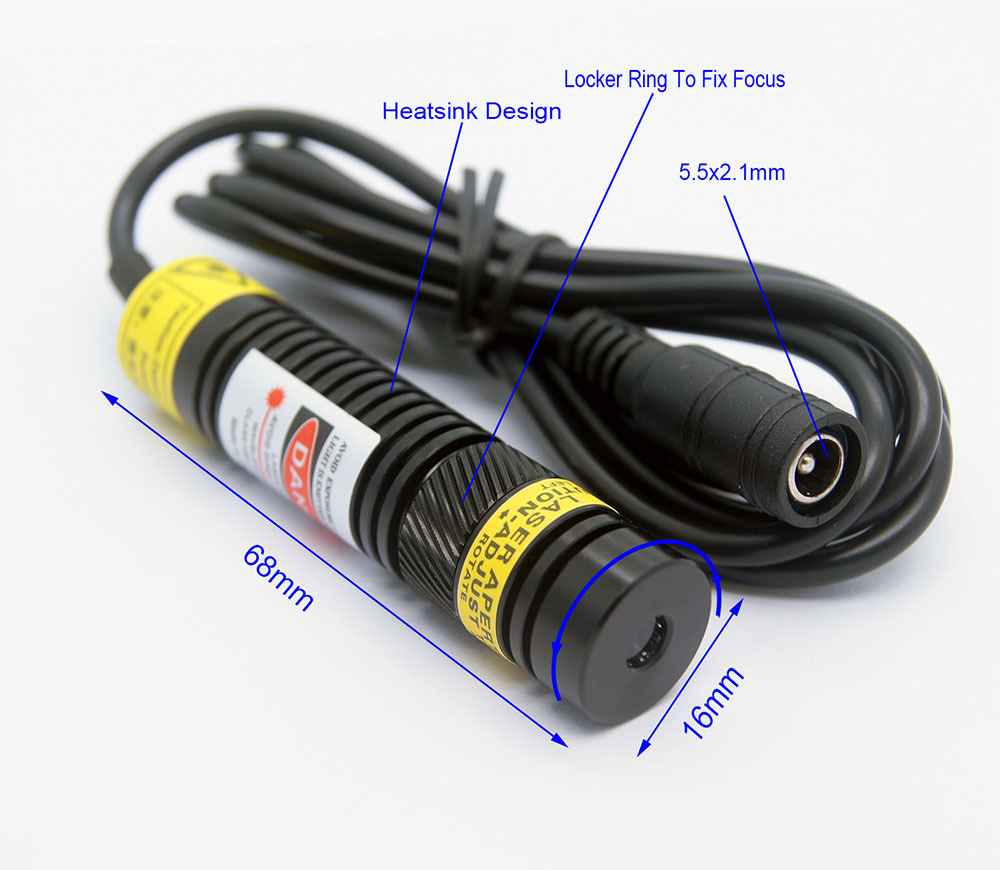 Techhood 5mW Red (660nm) Word-Line Laser Module with Adjustable Locking Focus