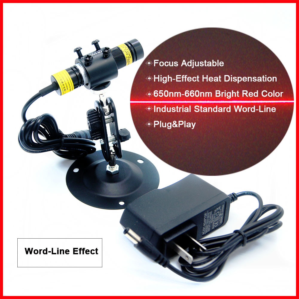 Techhood 5mW Red (660nm) Word-Line Laser Module with Adjustable Locking Focus