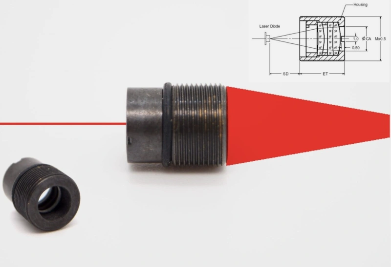 3-Element Collimating Glass Lens Assembly Coated for 635nm-660nm Red Lasers