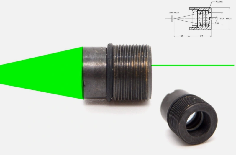 3-Element Collimating Glass Lens Assembly Coated for 505nm-561nm Green Lasers