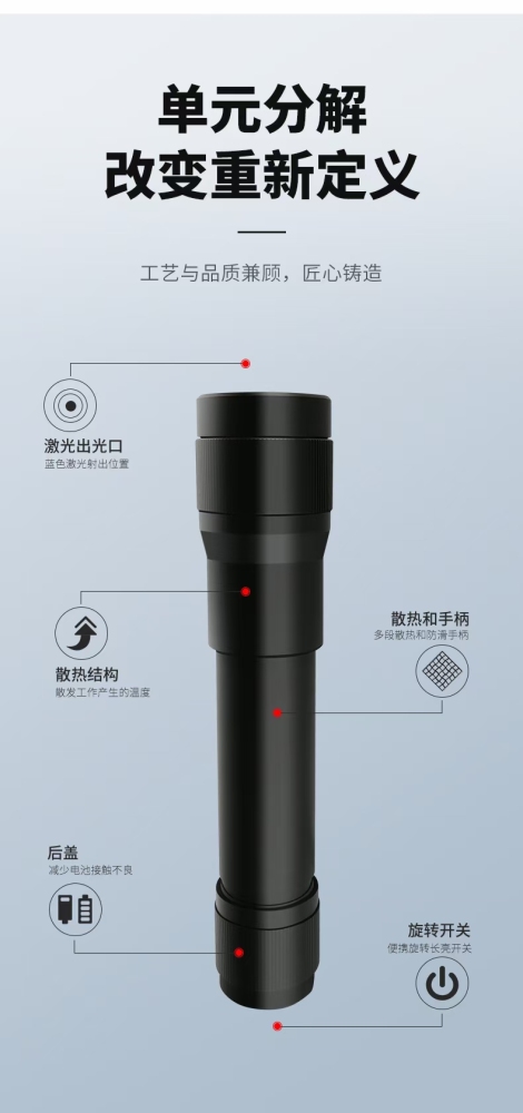 Techhood Diving Laser Torch Red Laser Pointer Coarse Light Torch Lazer Pen Light R250
