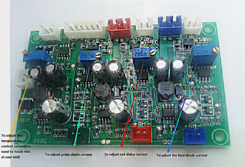 Analogue RGB Laser Driver for 638nm 300mW+532nm 200mW+450nm 500mW/Set 12V/2A
