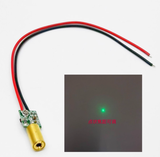 φ6.2mm green laser module, 520nm 1mW green dot laser head, internal focus laser head, 3V-5V