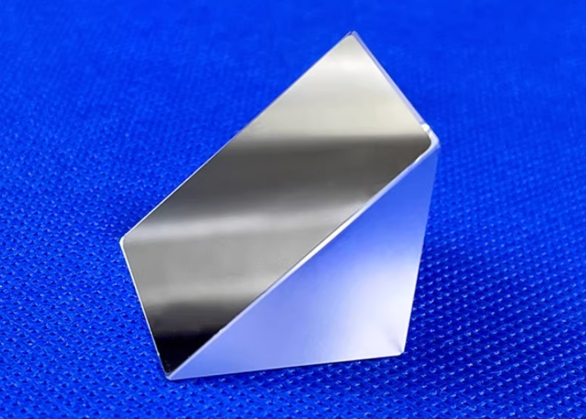 Optical isosceles right-angle prism, aluminum-coated quartz rhomboid prism