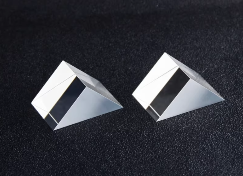 Optical isosceles right-angle prism, aluminum-coated quartz rhomboid prism