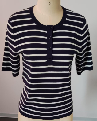 WOMEN'S KNITTED HALF CARDIGAN WITH STRIPE