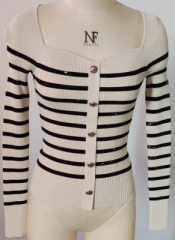 WOMEN'S KNITTED CARDIGAN WITH STRIPE