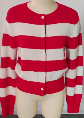 WOMEN'S KNITTED CARDIGAN WITH BIG STRIPE