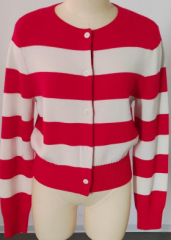 WOMEN'S KNITTED CARDIGAN WITH BIG STRIPE