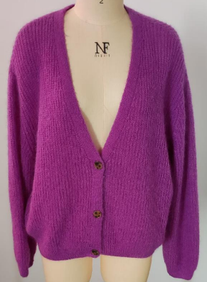 WOMEN'S KNITTED V NECK CARDIGAN