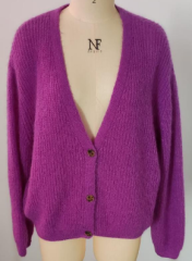 WOMEN'S KNITTED V NECK CARDIGAN
