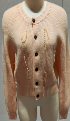 LADIES' KNITTED CARDIGAN WITH CROCHETING