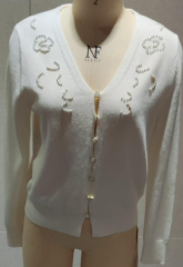 WOMEN'S KNITTED CARDIGAN WITH BEADING