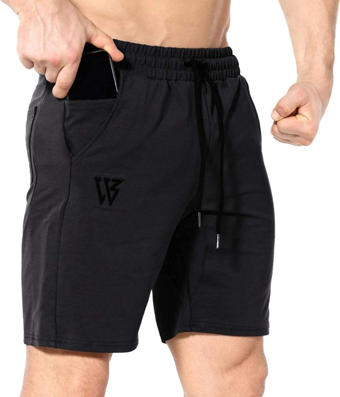 ZENWILL Mens Gym Running Shorts, Workout Athletic Bodybuilding Fitness Shorts with Zip Pockets