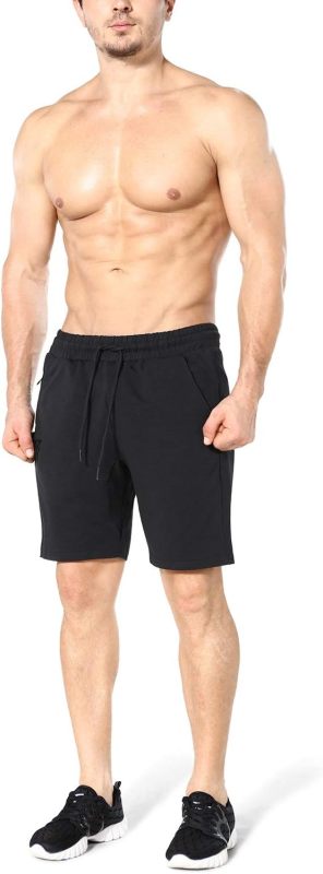 ZENWILL Mens Gym Running Shorts, Workout Athletic Bodybuilding Fitness Shorts with Zip Pockets