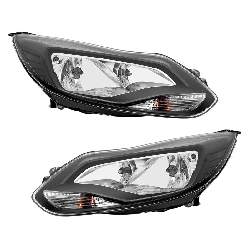 2x Front Scheinwerfer für Ford Focus III MK3 10-14 Schwarz Hauptscheinwerfer