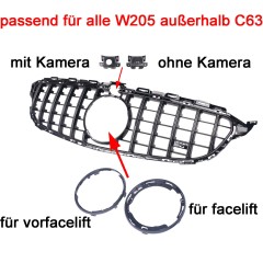 Kühlergrill glanz Schwarz GT Panamericana passend für Mercedes C-Klasse W205 S205 C205 A205