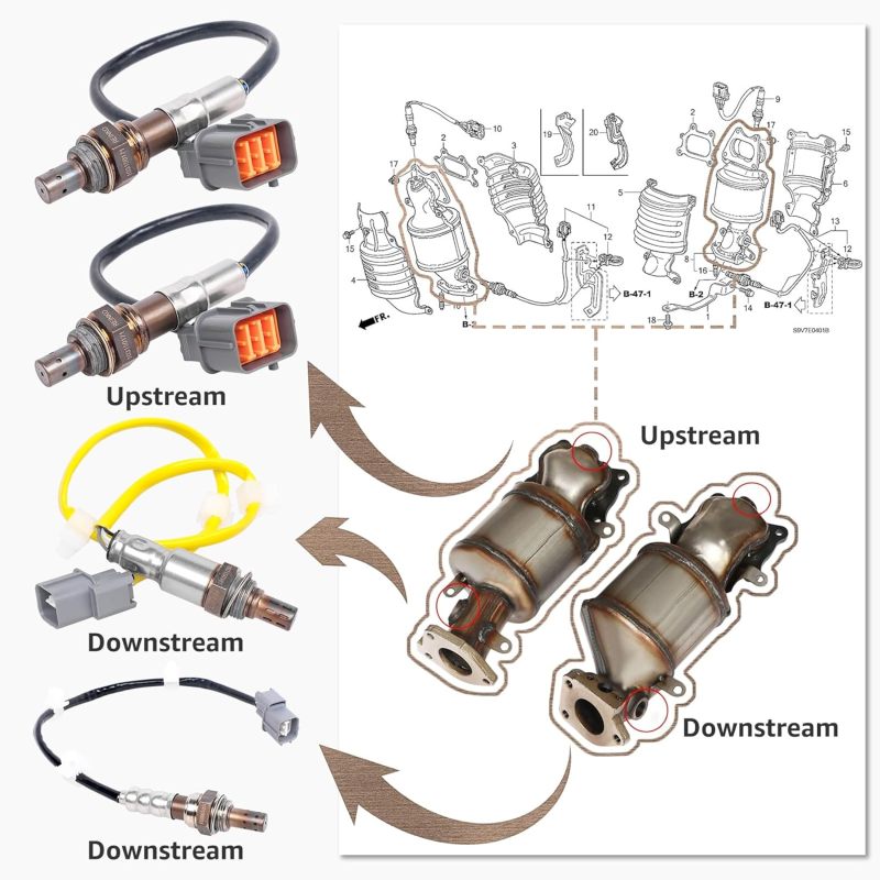 Oxygen Sensor (O2) Upstream for Honda J30A4 J30A5 J35A6 J35A7 2003-2007 Accord 3.0L 2005-2006 Odyssey 3.5L,Set of 2