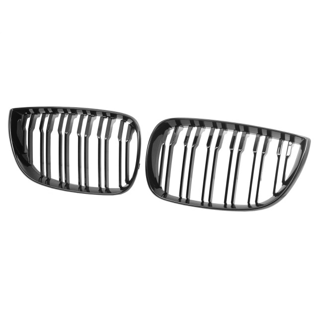 Glanz Schwarz Doppelsteg Nieren Grill Passend für BMW 1er E81 E87 Vorfacelift