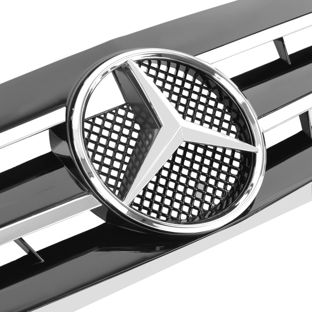 Kühlergrill glanz Schwarz Chrom AMG Look passend für Mercedes CLK C208 A208