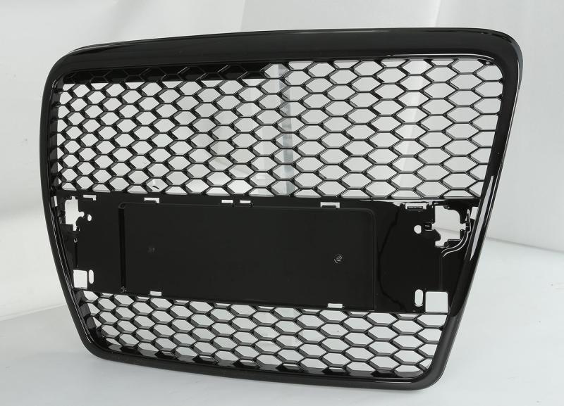 Passt für Audi A6 C6 Waben Grill Kühlergrill Front Grill Schwarz Glanz 04-07