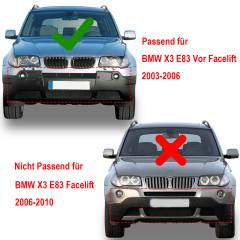 Kühlergrill Sport Grill Nieren Glanz Schwarz Einzelsteg für BMW X3 E83 vor LCI