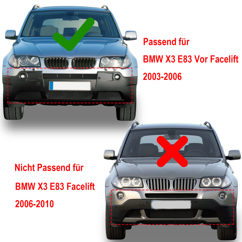 Kühlergrill Sport Grill Nieren Glanz Schwarz Einzelsteg für BMW X3 E83 vor LCI