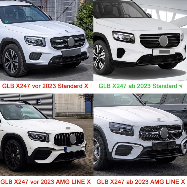 Kühlergrill glanz Schwarz GT Panamericana passend für Mercedes GLB X247 Facelift AMG-Paket