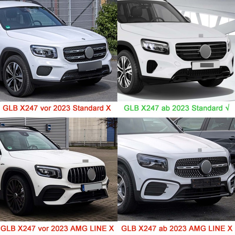 Kühlergrill glanz Schwarz GT Panamericana passend für Mercedes GLB X247 Facelift AMG-Paket