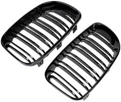 Nieren Grill glanz Schwarz Doppelsteg passend für BMW 1er E81 Facelift