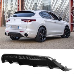 Heck Diffusor für Stoßstange Alfa Romeo Stelvio Glanz Schwarz Veloce-Design