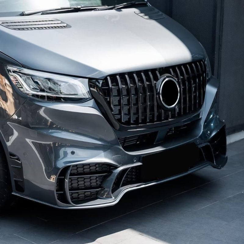 Front Bumper Cover Body Kit Compatible with 2019 2020 2021 2022 2023 2024 Mercedes Benz 3th Gen Sprinter W907 W910 with GT Style Grill