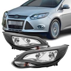 2x Front Scheinwerfer für Ford Focus III MK3 10-14 Schwarz Hauptscheinwerfer