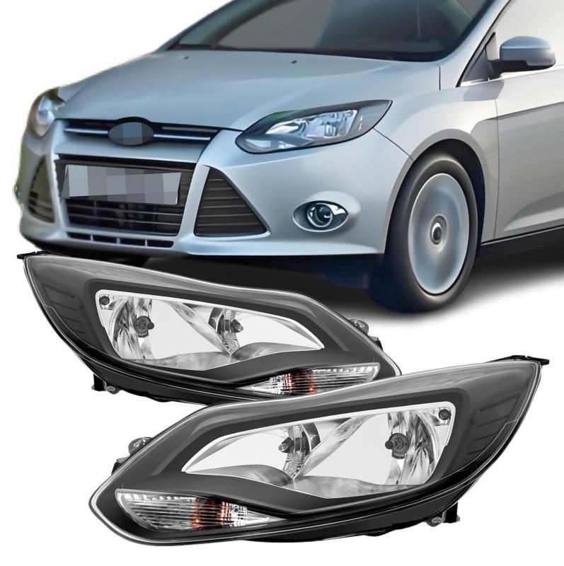 2x Front Scheinwerfer für Ford Focus III MK3 10-14 Schwarz Hauptscheinwerfer