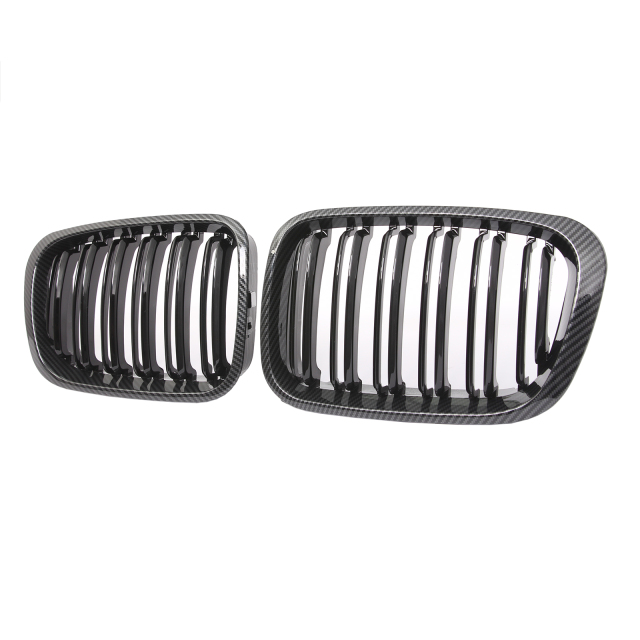 Nieren Grill Carbon Look Doppelsteg passend für BMW 3er E46 Vorfacelift