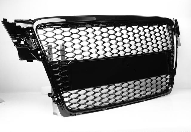 Passt für Audi A4 B8 Waben Grill Kühlergrill Front Grill Schwarz Glanz 07-12