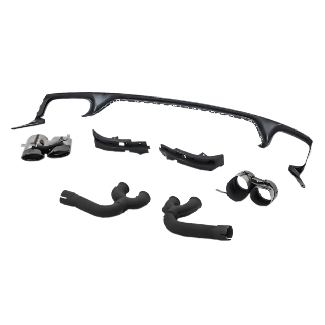 Passt für Audi Q8 4M S-Line Paket 18-23 SQ8 Style Heckdiffusor Schwarz Endrohr