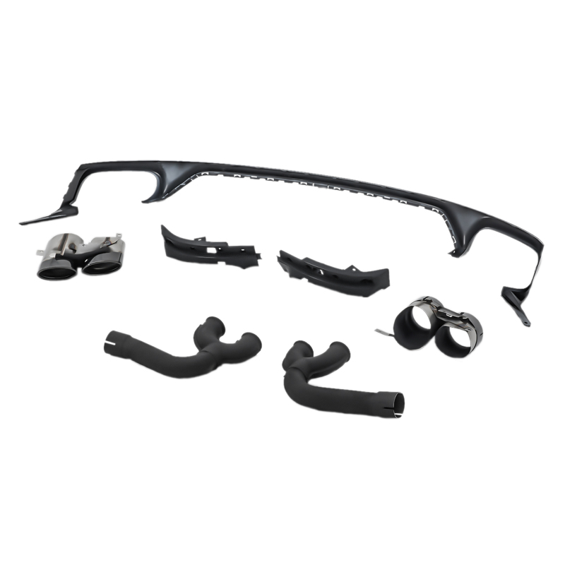 Passt für Audi Q8 4M S-Line Paket 18-23 SQ8 Style Heckdiffusor Schwarz Endrohr