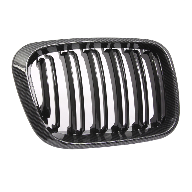 Nieren Grill Carbon Look Doppelsteg passend für BMW 3er E46 Vorfacelift