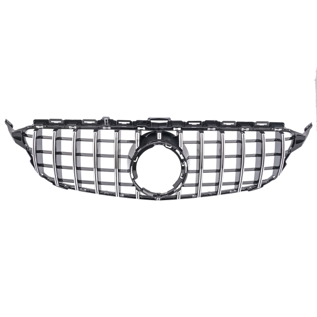 Kühlergrill Chrom GT Panamericana passend ohne Kamera für Mercedes C-Klasse W205 S205 C205 A205 Facelift