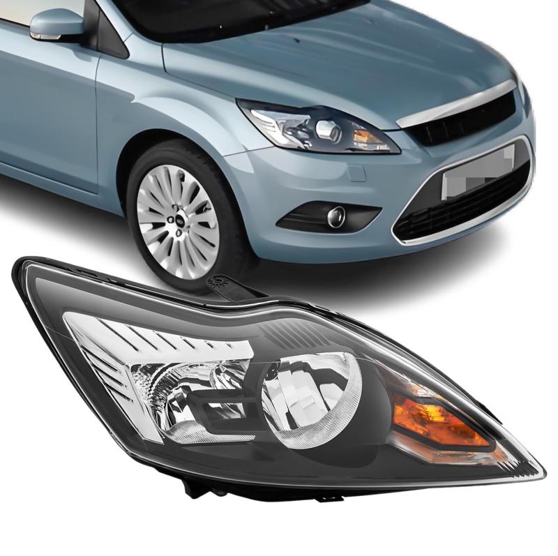 Front Scheinwerfer Rechts für Ford Focus MK2 Facelift Schwarz Hauptscheinwerfer