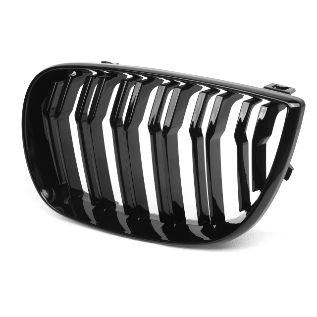 Glanz Schwarz Doppelsteg Nieren Grill Passend für BMW 1er E81 E87 Vorfacelift